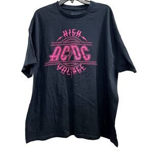 AC/DC HIGH VOLTAGE Black Pink Band tee Big and tall sz 2XL
